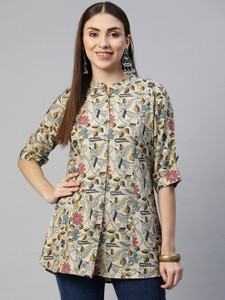 DIVENA Women Printed Casual Beige Shirt