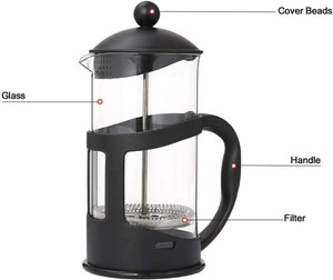 koffea French Press with 3 Part Superior Filter BPA Free Borosilicate Glass 600 ml Coffee Maker