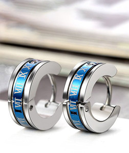 YELLOW CHIMES Roman Numbers Western Style 316L Stainless Steel Stainless Steel Hoop Earring