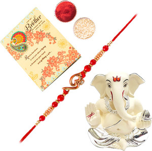 ARCHIES Designer OM-06_1581_RC_CARD Assorted Rakhi, Mug, Chawal Roli Pack, Greeting Card  Set