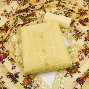 INITHI Georgette Embroidered Salwar Suit Material