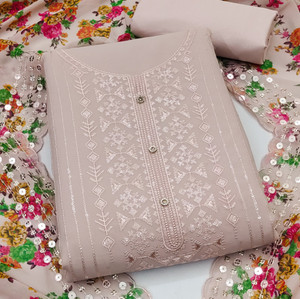 THIRA Georgette Embroidered Salwar Suit Material