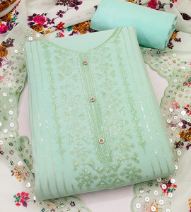 VERCO Georgette Embroidered Salwar Suit Material