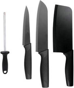 येलोना High Carbon Ultra Sharp Butcher, Pairing, Vegetable for Kitchen With Sharpener स्टेनलेस स्टील चाकू सेट