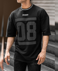 Kay Dee Typography Men Round Neck Black T-Shirt
