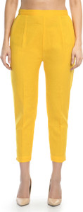 24Hour Fashion Regular Fit Women Yellow Trousers