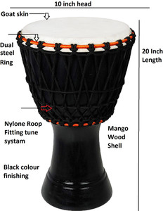 GT manufacturers Musical Djembe Black 10" Djembe