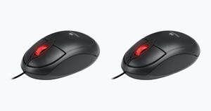 ZEBRONICS Zeb-Rise USB 2.0 (Black) - Pack of 2 Wired Ambidextrous Optical Mouse