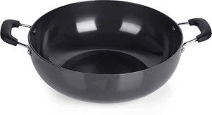 NIRLON Hard Anodised Deep Kadhai, Gas Stove Compatible - Black (3 Litre) Kadhai 24 cm diameter 3 L capacity