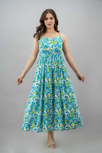 suiwal's Women Fit and Flare Multicolor Below Knee Dress