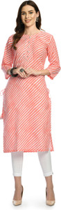Ozee Fashion Women Leheriya Straight Kurta