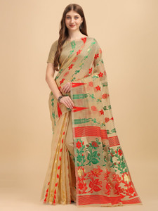 CHOICEIT Self Design Jamdani Cotton Linen Saree