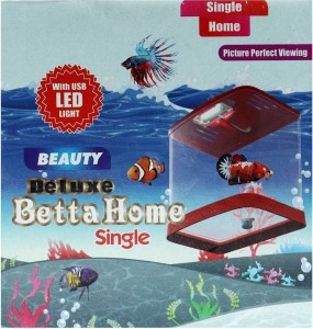 HAPPY FINS Beauty Deluxe Betta Home Single With Led Light Cube Aquarium Tank