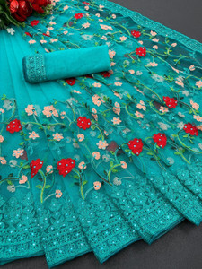 Maruti Art Embroidered Bollywood Net Saree