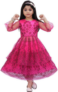 newsifa Girls Calf Length Festive/Wedding Dress