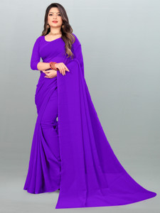 Anand Sarees Dyed, Solid/Plain Bollywood Georgette Saree