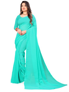 Anand Sarees Dyed, Solid/Plain Bollywood Georgette Saree