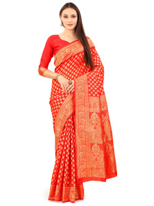 Om Shantam sarees Self Design, Woven Banarasi Art Silk Saree