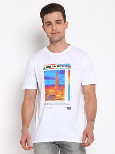 LEE Printed Men Round Neck White T-Shirt