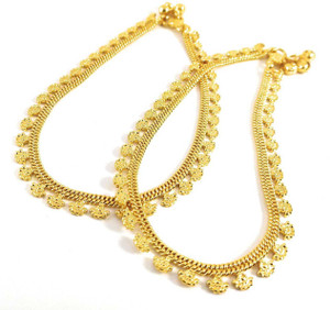 AFJ GOLD 10.5'' One Gram Gold Plated Traditional Trendy Stylish Anklets Copper Anklet