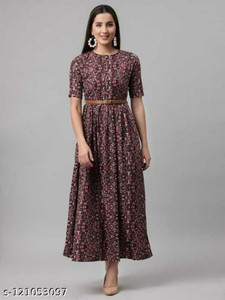 S P STOUR Women Fit and Flare Blue Knee Length Dress