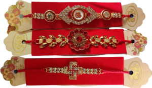 Bhavya Sale Designer RA35 Mauli Thread Rakhi  Set
