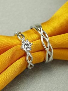 accessoo Adjustable Couple Rings Combo for Lovers Valentine Jewellery Stainless Steel Alloy Ring Set