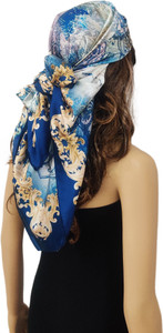 ONE ECHELON Floral Print Satin Blend Women Fancy Scarf