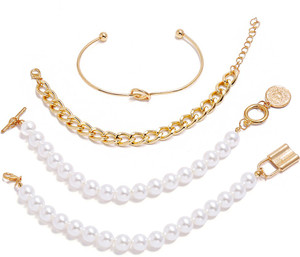 YELLOW CHIMES Alloy Pearl Rhodium Bracelet