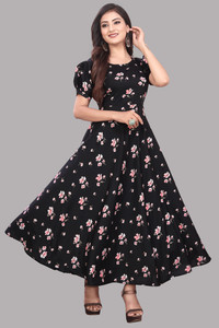 LEZLY Women Maxi Black Full Length Dress