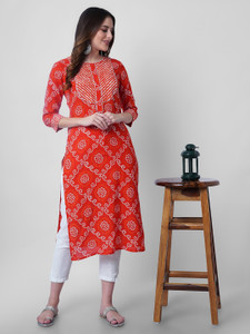God Bless Women Bandhani Straight Kurta