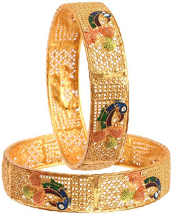 Jewar Mandi Brass Gold-plated Bangle Set