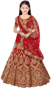 The Fashion Prime Girls Lehenga Choli Ethnic Wear Embroidered Lehenga, Choli and Dupatta Set