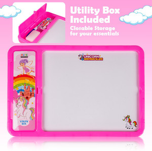 अविस 2 in 1 Unicorn Writing Slate with Pencil box for kids Pink