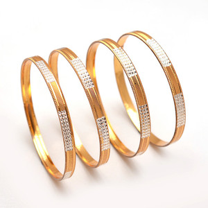 Jewar Mandi Brass Gold-plated, Silver Bangle Set