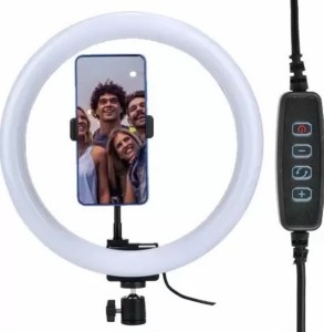 PEEHU 26cm Round Selfie Stick Photography Ring Light for YouTube,Taka Tak, Insta Reels 3600 lx Camera LED Light