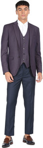 ARROW Men Purple Body Tailored Regular Fit Three Piece Suit Self Design Men Suit