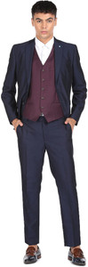 ARROW Men Navy Body Tailored Regular Fit Three Piece Suit Solid Men Suit