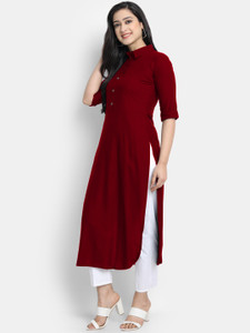 AMAR FAB TEX Women Solid Straight Kurta