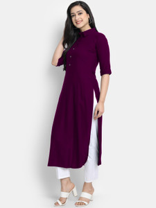 looknchoice Women Solid Straight Kurta