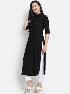 looknchoice Women Solid Straight Kurta