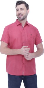 KUONS AVENUE Men Solid Casual Pink Shirt