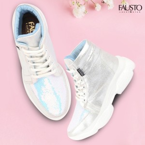 FAUSTO Embellished Casual Fashion High Ankle Heel Lace Up with Anti Skid Sole Mojaris For Women