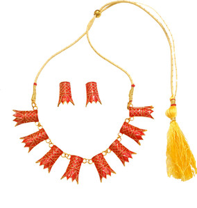 balaji gold Copper Gold-plated Red Jewellery Set
