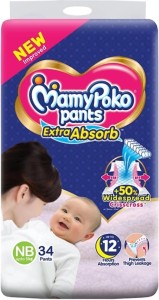 MamyPoko Pants Extra Absorb baby NB 34 Pieces Diapers - New Born