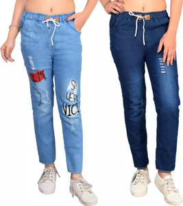 Westoin Jogger Fit Girls Dark Blue, Light Blue Jeans