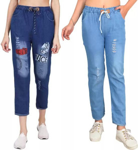 Westoin Jogger Fit Girls Dark Blue, Light Blue Jeans