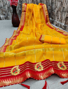Kanooda Prints Woven Kota Doria Net Saree