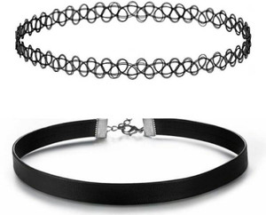 bijoux Combo of Fake tattoo Choker and Velvet Choker Fabric, Plastic Choker