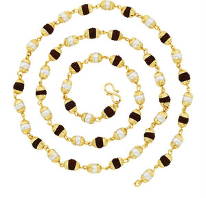 Khushal Link Gold Plated Rudraksha Pearl Mala Alloy Chain